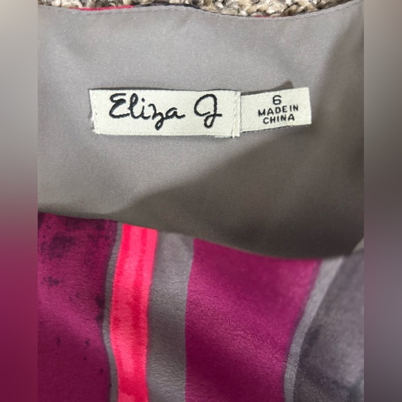 Eliza J Lined Midi Dress in Cool Colors with Sexy Zipper along the back size 6 - Picture 2 of 11